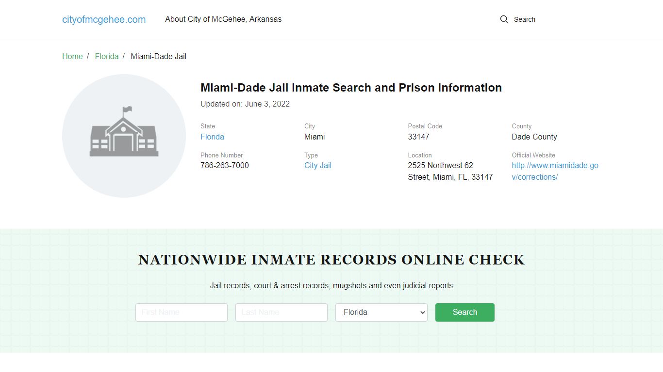 Miami-Dade Jail Inmate Search and Prison Information